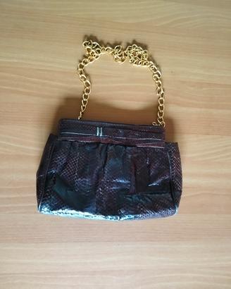 borsa stampa di coccodrillo marrone 