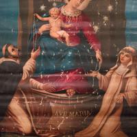 Vergine Santo Rosario Pompei - Oleografia su tela