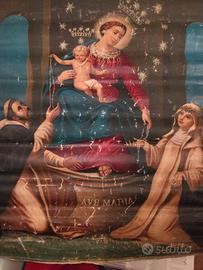 Vergine Santo Rosario Pompei - Oleografia su tela