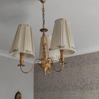 Lampadario in ottone con cupole in seta