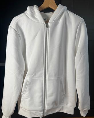 Felpa Urban Classics bianca con zip e cappuccio
