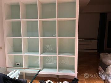 Libreria 16 Cubi Bianca Design Moderno, 220x195cm