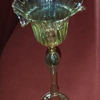 Portacandela ambrato vetro soffiato