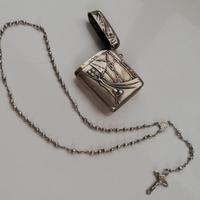 Antico rosario in argento con scatolina in argento