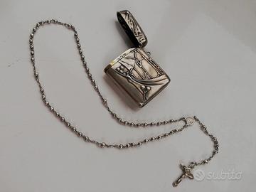 Antico rosario in argento con scatolina in argento