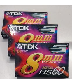 CASSETTA VIDEO TDK 8mm METAL HS60 3 pezzi