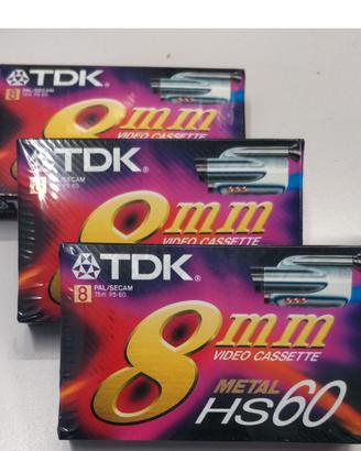 CASSETTA VIDEO TDK 8mm METAL HS60 3 pezzi
