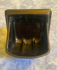 Portasapone vintage in ceramica smaltata nero
