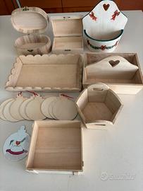 Oggetti in legno per decoupage