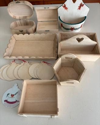 Oggetti in legno per decoupage