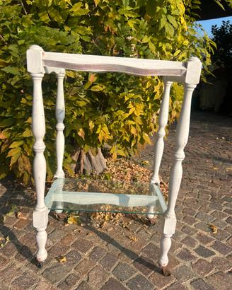 Etager in legno con ripiani in vetro  Shabby