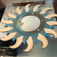 specchio vintage Sole - Luna in legno