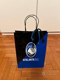 Busta shopper Atalanta+lacci nero/blu nuova