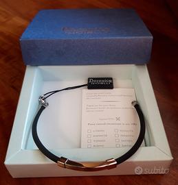 Bracciale in argento 925 e caucciù cm 21 NUOVO