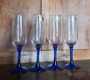 Lotto 4 bicchieri flûte francesi VINTAGE Luminarc