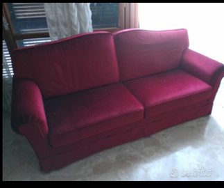 Divano 3 posti velluto bordeaux