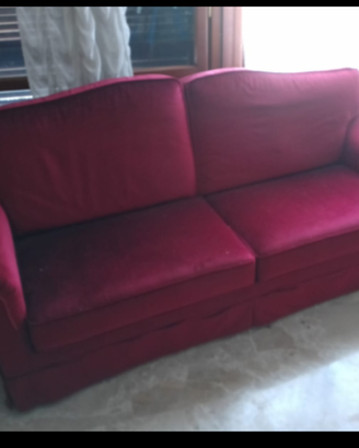 Divano 3 posti velluto bordeaux