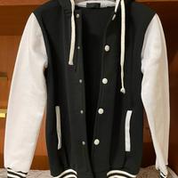 Giacca College Bianco-Nera con Cappuccio Taglia M