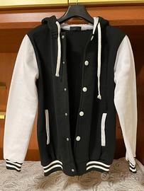 Giacca College Bianco-Nera con Cappuccio Taglia M
