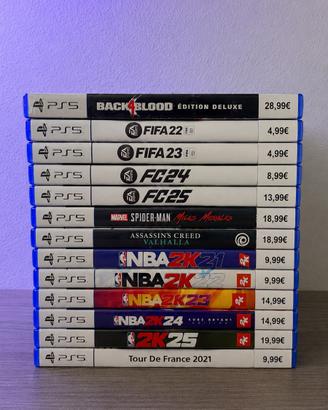 Set Giochi PlayStation 5. Prezzi in foto.