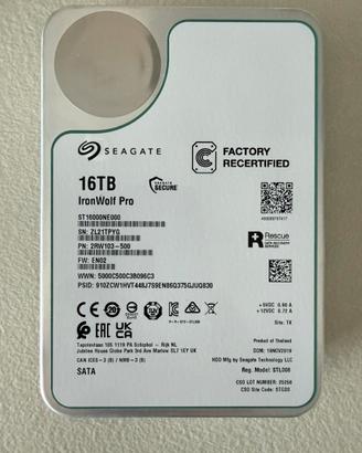 Hard disk NAS: 16Tb Seagate IronWolf Pro