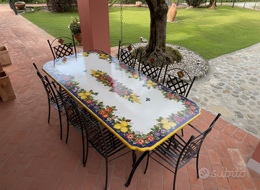 TAVOLO IN PIETRA LAVICA MIS. 200X100 CM. COMPLETO