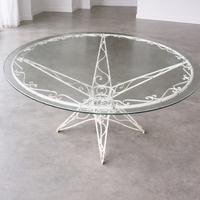 Set da giardino antico in ferro e vetro