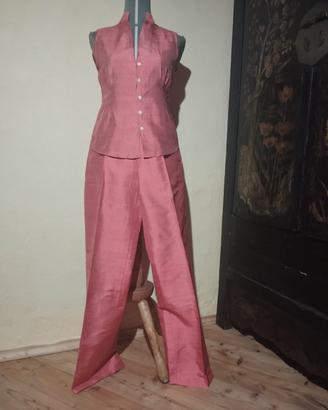 completo top e pantalone in seta 