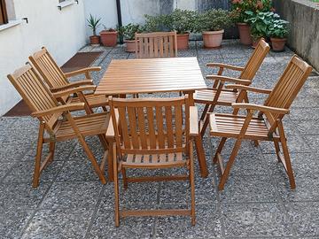 set giardino in frassino tavolo + 6 sedie €350