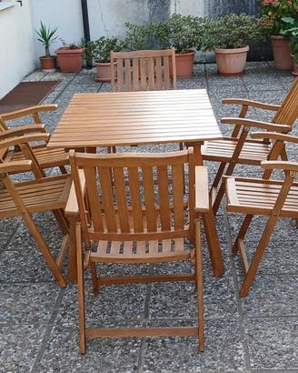 set giardino in frassino tavolo + 6 sedie €350