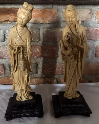 Coppia di sculture giapponesi in resina
