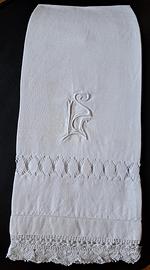 Asciugamano antico 1920 NUOVO ricamato a mano 6^