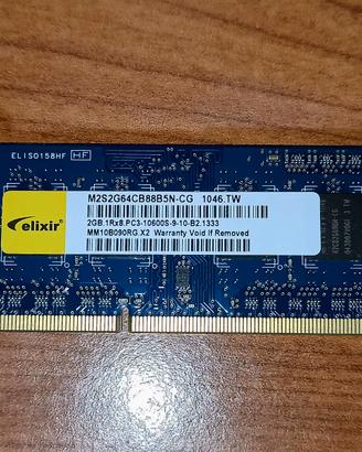 2GB DDR3 RAM SO-DIMM Elixir Notebook