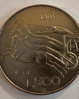 500 Lire Argento Cantenario Unità d'Italia - BIGA 