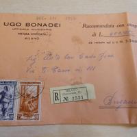 Busta Raccomandata 1952 "Italia al Lavoro" 50 Lire