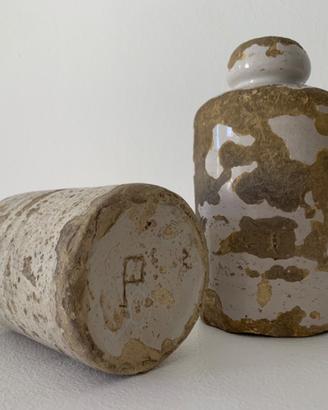 Coppia vasi antichi ceramica smaltata (XIX-XX sec)