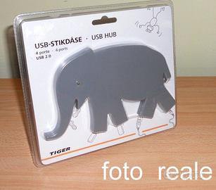 ELEFANTE MULTIPRESA 4 PORTE PRESE USB 2.0 HUB PC