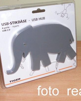 ELEFANTE MULTIPRESA 4 PORTE PRESE USB 2.0 HUB PC