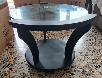 Tavolo tondo vetro e legno