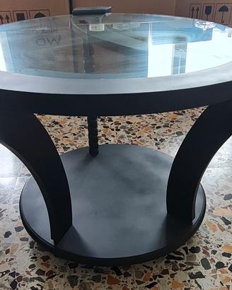 Tavolo tondo vetro e legno