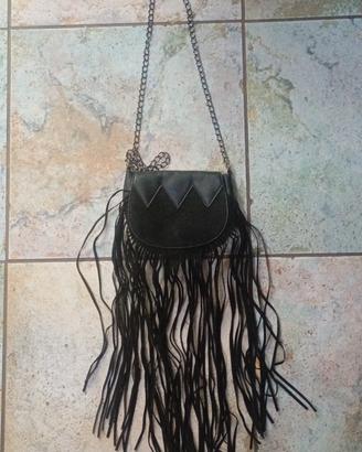 piccola borsa Tally con frange lunghe