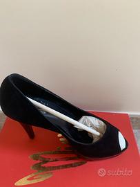 Scarpe donna tacco camoscio nero 38