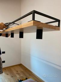 Lampada a sospensione industriale nera 4 luci