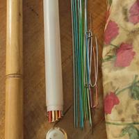 porta ferri in legno vintage + borsa porta gomitol