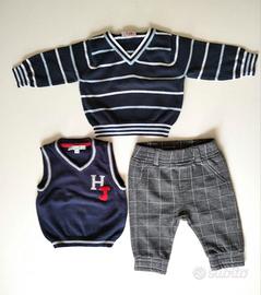 Set di gilet, maglioncino e pantaloni taglia 3/6 m