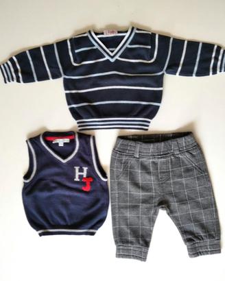 Set di gilet, maglioncino e pantaloni taglia 3/6 m