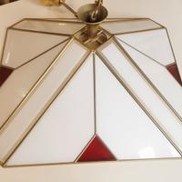 Lampadario in Vetro Opalino Italian Design 1970