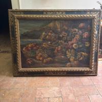 Grande Dipinto Antico Olio su Tela - Natura Morta
