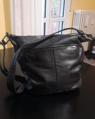 Borsa secchiello in vera pelle nera
