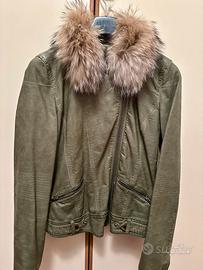 Giubbetto ecopelle verde taglia S